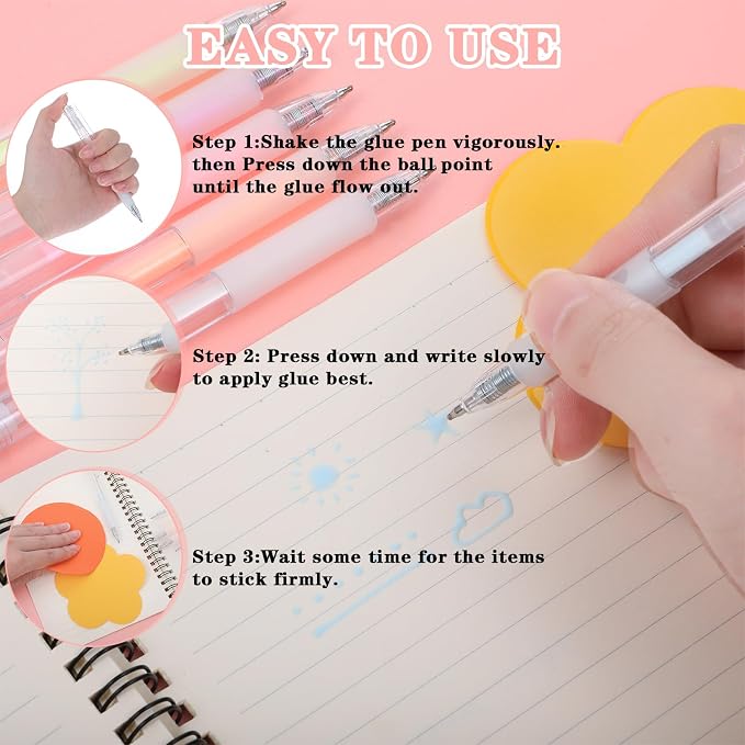 24Pcs Quick Dry Glue Pen Ballpoint Roller Glue Pen, Apply Glues Like Writing Easy Precise Control Fine Tip Tacky Pens Classroom Supplies for Crafting Scrapbook Card Making Foil Calligraphy Artist