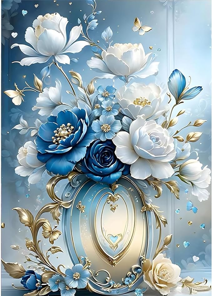 Ycydilirab Flowers Diamond Art Kits for Adults- 5D Diamond Painting for Adults Flowers, DIY Gem Painting Perfect for Relaxation and Home Wall Decor 12x16inch