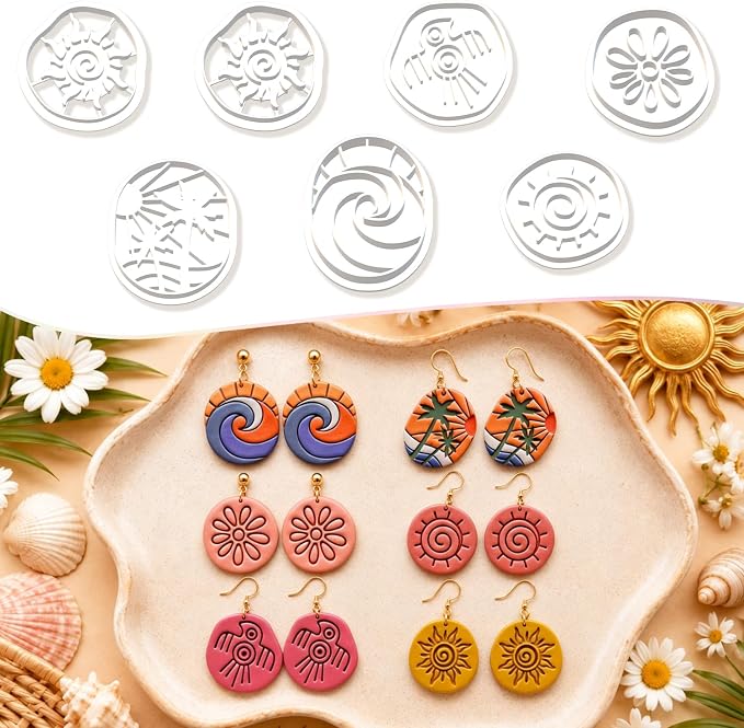 7Pcs Boho Sea Polymer Clay Cutters for Earring Making