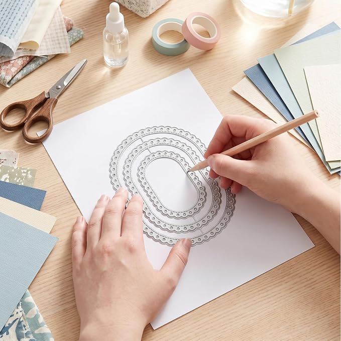 Oval Metal Die Cuts, Practical Die Cuts for Card Making 5.24x3.8In | Carbon Steel Cutting Die Stamps and Dies for Card Making DIY Crafts Scrapbooking