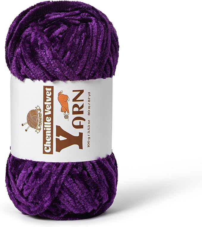 Chenille Crochet Violets Yarn 1 Pack