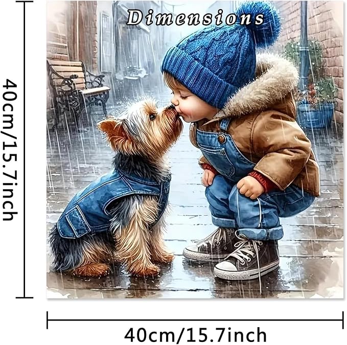 DIY Animal Dog Paint by Numbers Kit for Adults Beginners,Kiss Dog Watercolor Paint by Number Kits on Canvas for Adults without Frame,Boy Digital Oil Painting Kits for Home Wall Decor 16X16 Inch.