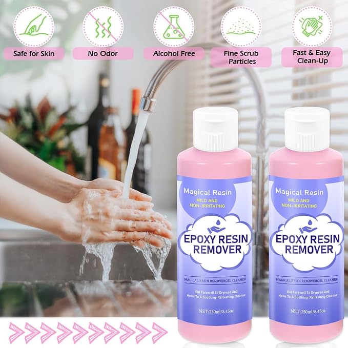 Hands Resin Remover Gel - All Natural Epoxy Resin Cleaner - Magical Cleanser for Artists - Epoxy Remover - Glue, Silicone, Paint & Glitter Soap- For Soft and Moisturized Skin