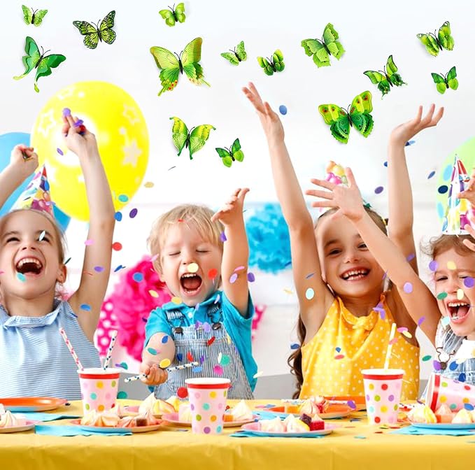 SAOROPEB 3D Butterfly Wall Decor, 24 Pcs Green Butterfly Decorations