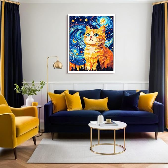 Paint by Numbers Kit for Adults,Cat Paint by Numbers Animals,16x20 lnch | Paint by Number Cat,Paint by Numbers for Adults Canvas,DIY Oil Painting Kits for Gifts Home Decor