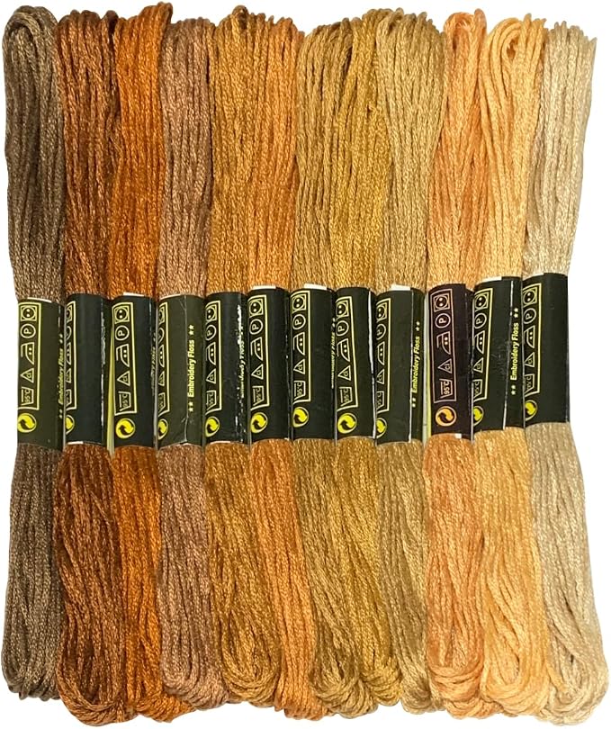 Friendship Bracelet String 12 Skeins, Embroidery Floss Cross Stitch Embroidery Thread Floss Bracelet Making Yarn, Craft Floss （Brown Series