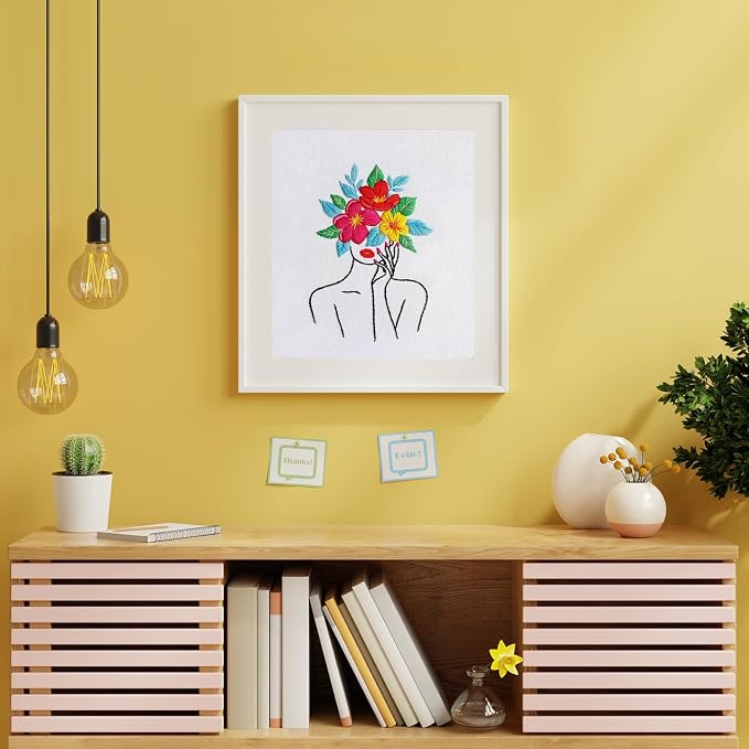 Louise Maelys Flower Woman Embroidery Kit for Beginners DIY Gift Set | Cross Stitch Kits with Complete Set for Creative Hobbies, Needlepoint Kit for Adults to Enjoy DIY Crafts and Home Decor
