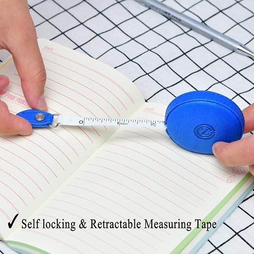 Sewing Tape Measure, Medical Body Cloth Tailor Craft Dieting Measuring Tape, 60 Inch/1.5M Dual Sided Retractable Ruler with Push Button Round(1 Pack, Blue)