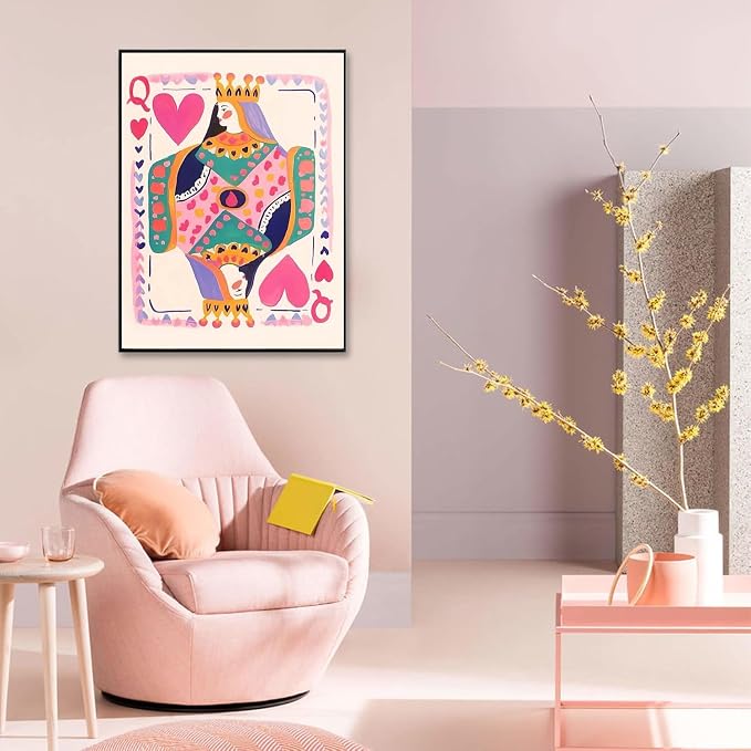 Pink Poker Diamond Art Kits for Adults Diamond Painting Kit for Beginner | 5D DIY Funny Cute Vintage Diamond Dots Full Drill Crafts for Gem Art Dot Art for Adults Home Wall Decor for Teens 12x16 in