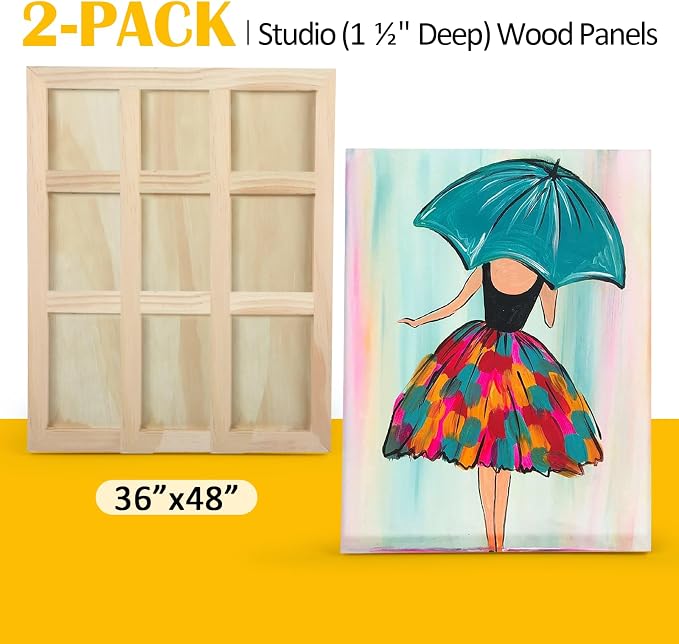 Falling in Art 2 Pack 36x48'' Unfinished Gallery Birch Wood Canvas Panels