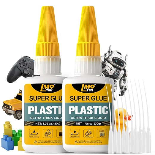 Plastic Super Glue Liquid, Clear Instant Cyanoacrylate Glue for Plastic Model 3d Printing PLA Airplane Miniatures Heavy Duty, All Purpose Superglue for Metal Rubber Wood Ceramic, Strong and Waterproof
