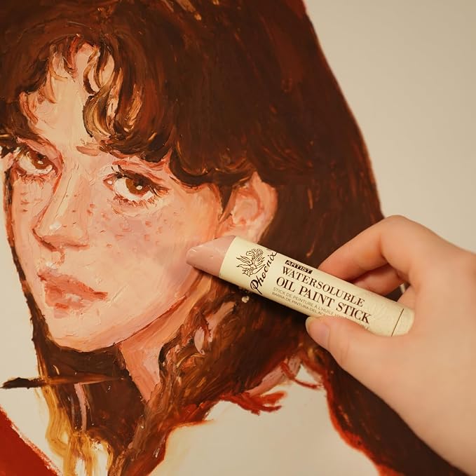 PHOENIX Skin Tone Oil Paint Stick - Set of 6 Flesh Tint 37ml Large Soft Water Soluable Oil Pastels for Artists