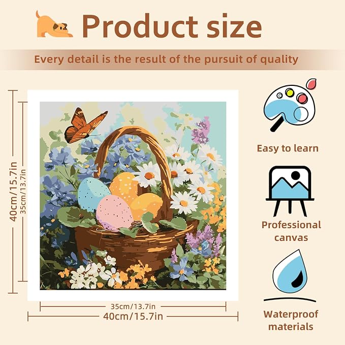 Reivworl Easter Paint by Numbers Kit for Adults Beginner 16×20 inch