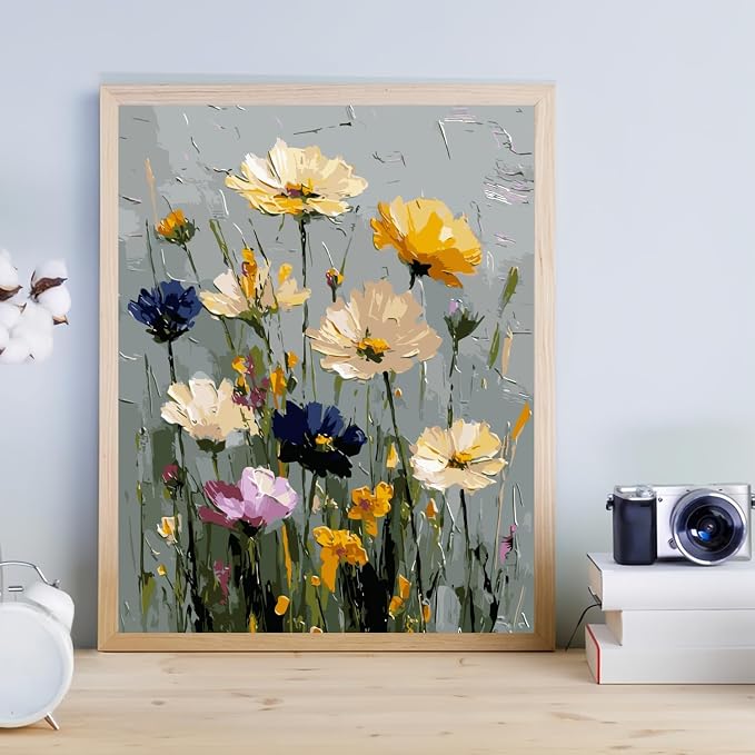 CHWGLFGG Wild Flowers Paint by Numbers Kit for Adults Beginner 16X20 inch | Adult Paint by Number Kits on Canvas, DIY Acrylic Oil Easy Painting by Numbers for Home Wall Decor (Without Frame)