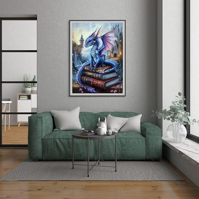 Diamond Art Kits for Adults,Dragon and Book Diamond Painting Kits 12 x 16in