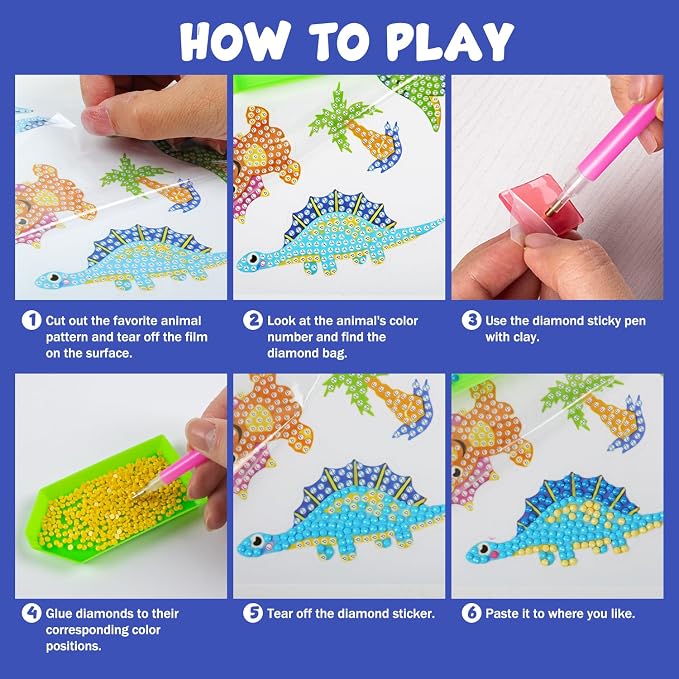 Labeol Diamond Art Kits for Kids Boys and Girls Ages 6-8-10-12 Easy to DIY Creative Diamond Art Sticker Craft by Numbers Kits for Kids and Adult Beginners (sea)