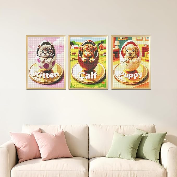 DOZEEZOP 6-Pack Diamond Art Kit for Adults, 5D Diamond Painting 12x16 Inch | Animals pictures, Full Round Drills, Home Wall & Shelf Decor, Beginner-Friendly DIY Craft, Stress Relief, All-Occasion Gift