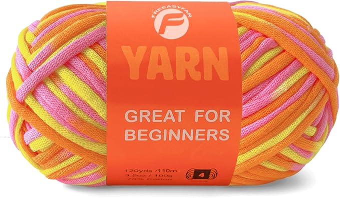 3.5Oz/120yds Beginner Easy Yarn for Crocheting and Knitting;Worsted-Weight Medium #4;Cotton Blend Yarn for Beginners Amigurumi DIY (Sunglow, 1 Skein)