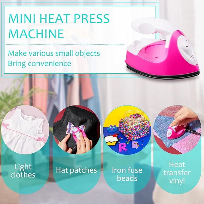 Honoson Mini Craft Iron with Charging Base Tiny,Pink
