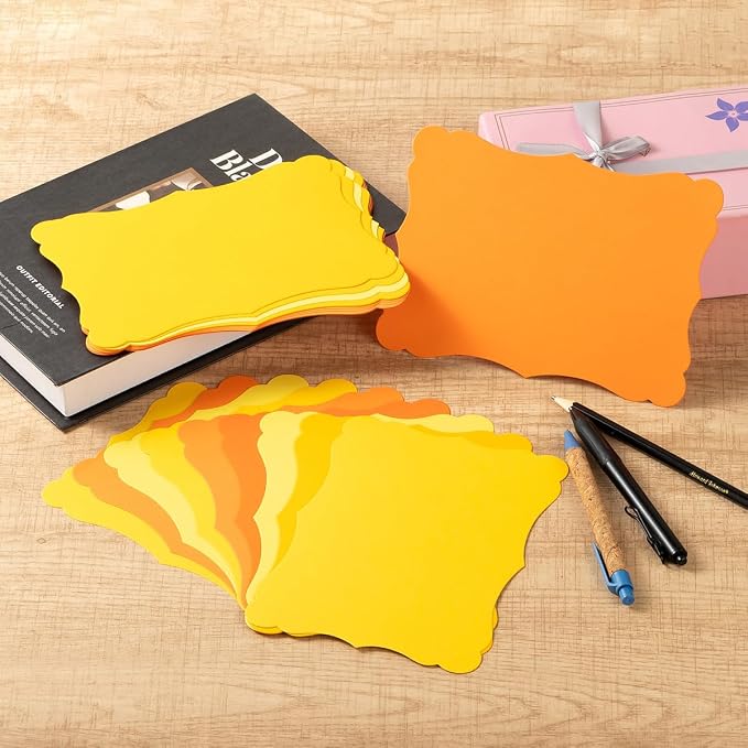 50 Pack Blank Kraft Greeting Cards, Yellow, 5 Colors, 5x7IN