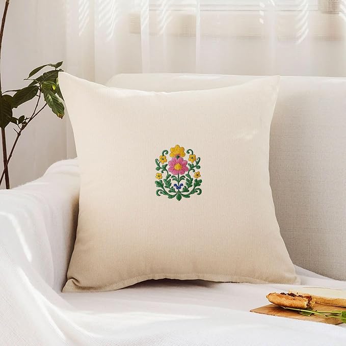 ORIGACH 4 Sheets Large Water Soluble Embroidery Patterns Stabilizers - Pre-Printed Scandinavian Floral Designs - Stick & Stitch Embroidery Paper for Hand Sewing Lovers