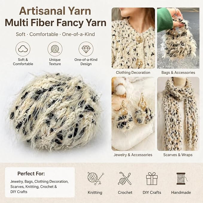 Artisanal Yarn Fancy Yarn Multifiber Blended Yarn Novelty Colorful Soft