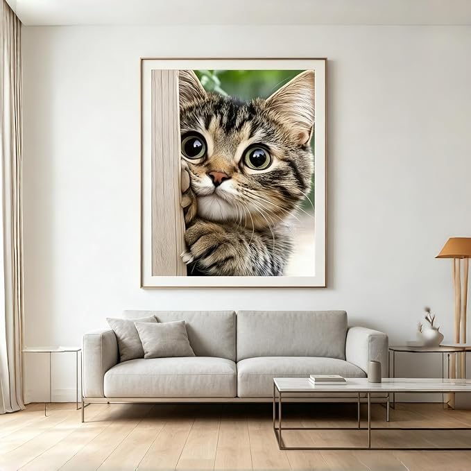 BYGFHLYW Diamond Painting Kits for Adults, Cute Cat Diamond Art Kit 12x16In | 5D Full Round Drill Diamond Dots Kits Gem Arts DIY Crafts for Home Wall Deco Present