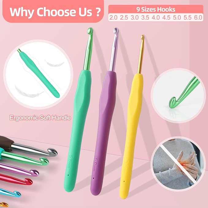 Katech Crochet Hooks Set with Yarn-Crochet Kit for Beginners-Ideal Gift | Crocheting Hooks Kits-Includes 382 Yards Yarn Balls, Hooks, Accessories, Tutorials, Everything You Needed