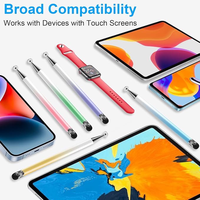 Bopomofo Stylus(5 Pcs),2-in-1 Stylus Pen for Touchscreen,Stylus Pen | Metal Barrel,Suitable for Apple(iPhone/ipad)/Nintendo Switch/Samsung/Google/Microsoft/Android Tablets Touch Screen Devices
