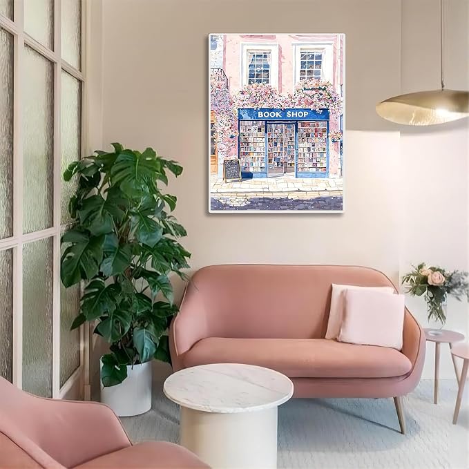 DAZZLEDOTS Pink Diamond Art Kit for Adults, Book Shop Diamond Painting