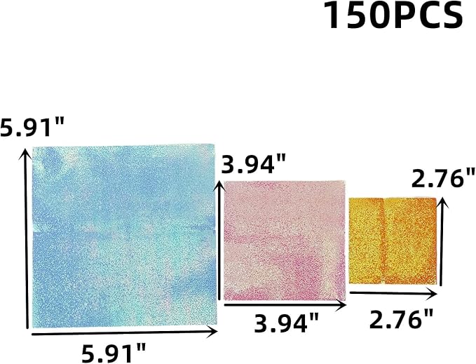150 Sheets Shiny Origami Paper Mixing Colors Glitter Origami Square Folding Paper for DIY Paper Cuts Craft Party Decor(2.76", 3.94", 5.91")