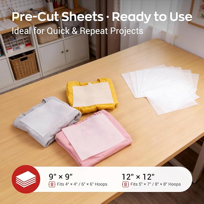 Poolin 2.5OZ Cut Away Stabilizer 12" x 12" 100 Sheets