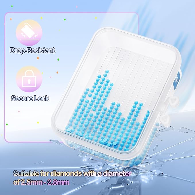 Diamond Art Storage Containers Trays, 45 Pcs | GRS-Certified Eco-Friendly Materials, 2-in-1 Diamond Painting Trays with Lids, Shake to Sort, Spill-Proof, Labels Included
