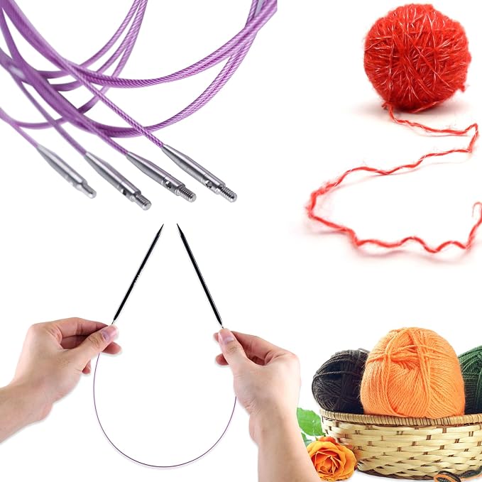Svartur Interchangeable Circular Knitting Needles Set, with Assorted Circular Knitting Needles and Cables, Accessories and Case, 9 Pairs