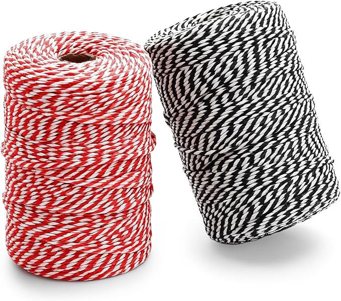 SMART&CASUAL Black and White Cotton Twine, 700 Feet Natural Bakers String for Cooking, Crafts, Gift Wrapping, Butchers, Christmas and Wedding Decor
