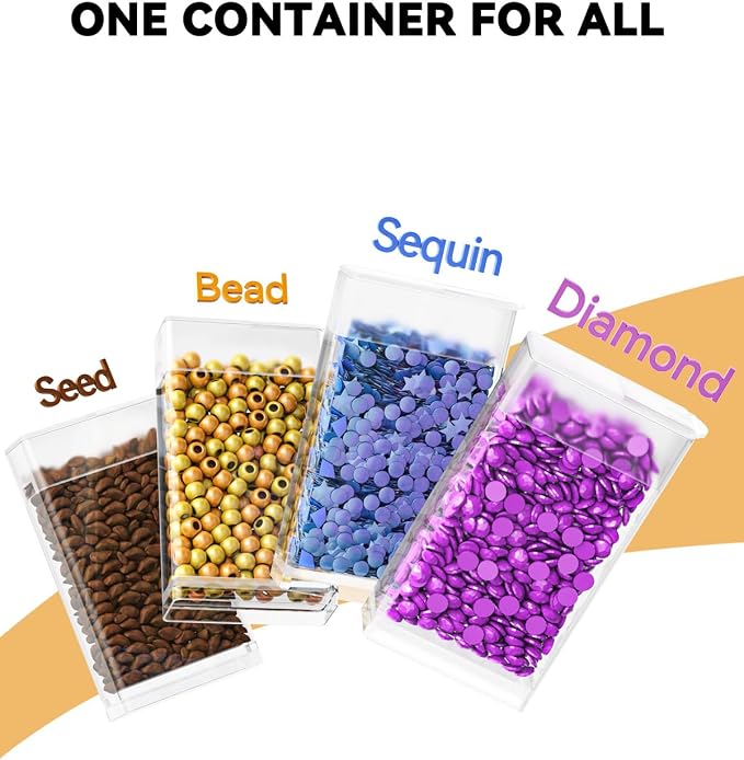 ARTDOT 2 Pack Diamond Painting Storage Containers with 70 Rectangle Grids, Bead Organizer Box Stackable Assembly Design for Crafts Storage Accessories, Art Beads, Seeds