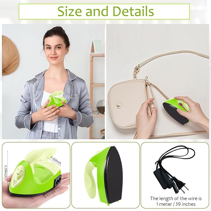 Honoson Mini Craft Iron with Charging Base Tiny,Green Series