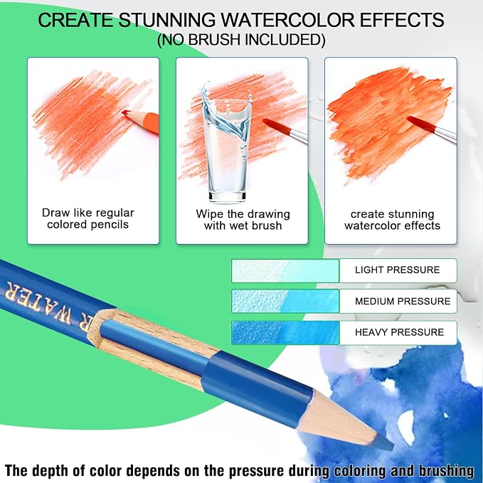LBW Professional Watercolor Pencils for Adult Coloring Books, 120 Blendable Watecolor Pencils Set for Artists Beginners, Water Soluble Colored Pencils Wet or Dry