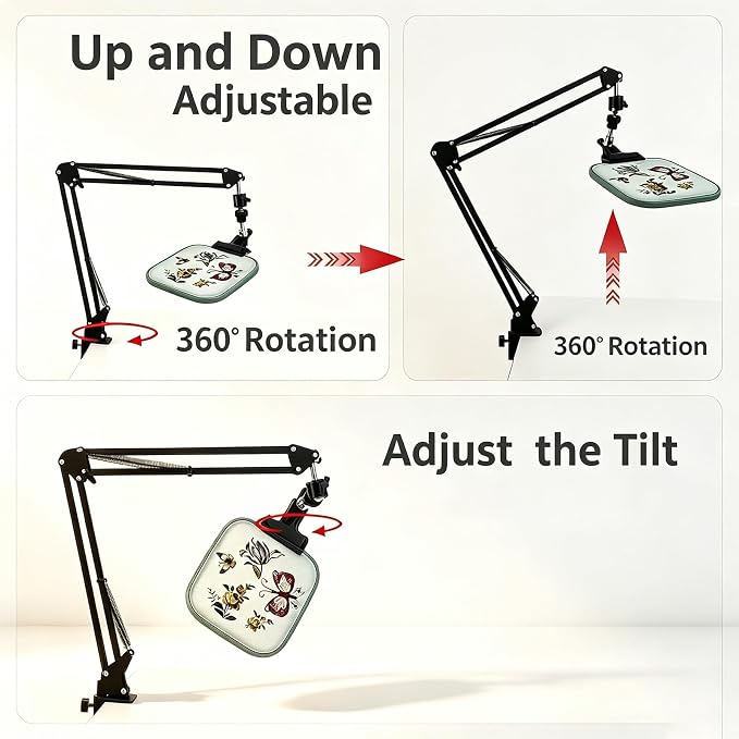Embroidery Hoop Holder Adjust Embroidery Hoop Stand Metal Embroidery Stand Folding Embroidery Stand Cross Stitch Stand Hands, Suitable for Embroidery Hoops