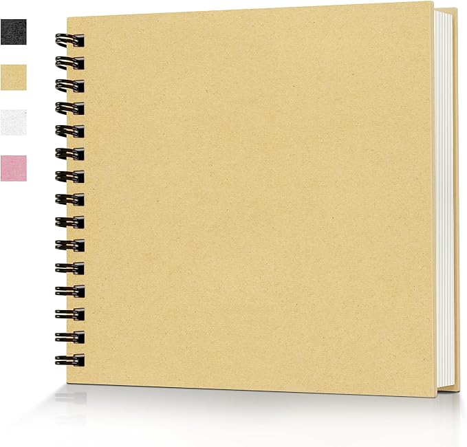 popotop 12x12 Inch Scrapbook Photo Album, 60 Page Decorative Kraft Paper Book for 4x6 5x7 6x8 Pictures, DIY Memory Photo Albums as Gifts for Wedding Baby Christmas School Family