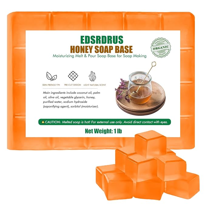 EDSRDRUS 1lb Scent Soap Base DIY Handmade with Honey & Coconut Oil, Moisturizing Melt and Pour Soap Base