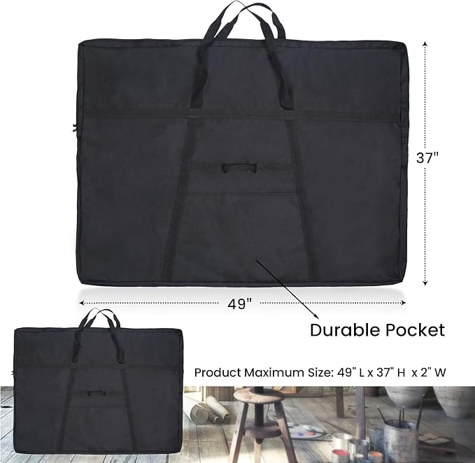 JJRING Dacron Art Portfolio Tote Bag 37'' x 49'' For 36'' x 48'' Black