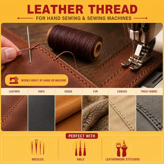 Mandala Crafts 150D 0.8mm Royal Blue Flat Waxed Thread for Leather Sewing