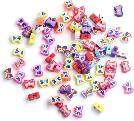 100 Pcs Butterfly Polymer Clay Beads Mixed Heishi Spacer Beads Supplies for DIY Bracelet Earring Necklace Jewelry Making