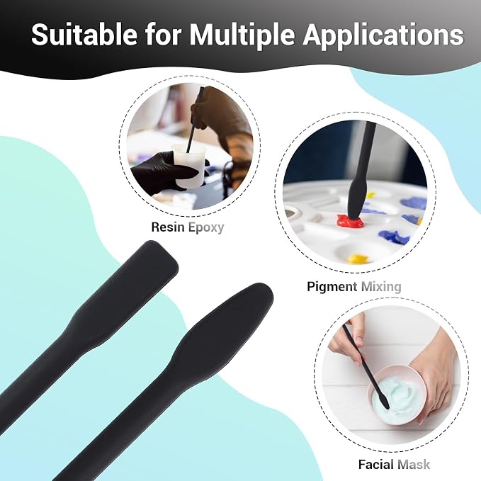 Gartful 9PCS Epoxy Resin Stir Sticks, Large Silicone Mixing Sticks for Resin Art, Reusable Stirring Rods for Paint, Glitter Tumblers, Face Mask, Slime Making, Arts and Crafts Projects, Black