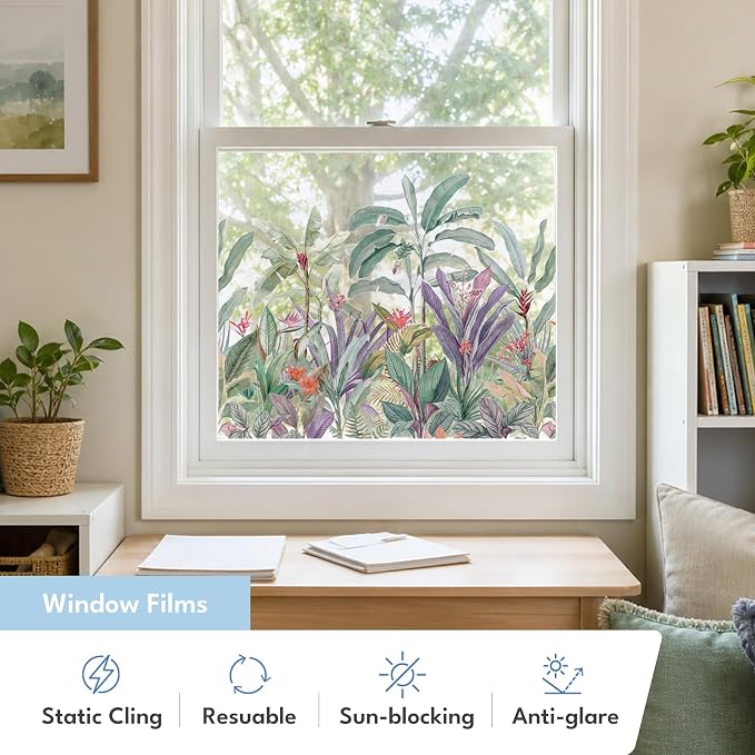 ADD.HERES Stained Glass Window Film, Window Film Decorative, 17.5 x 78.7 in