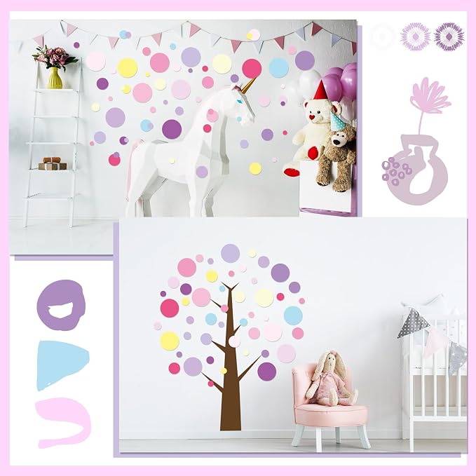 Zonon 264 Pcs Polka Dot Wall Decals for Kids, Circle Peel and Stick