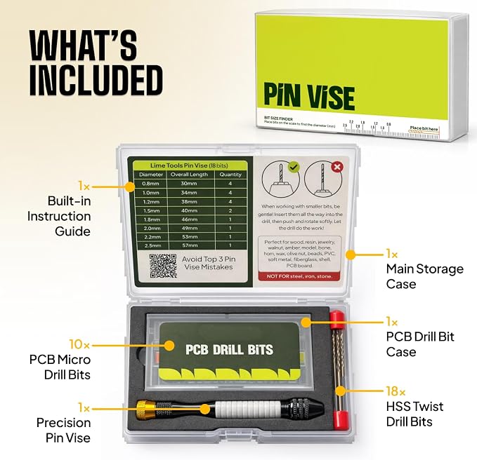 Precision Pin Vise Hand Drill Set, 28 Micro Drill Bits for Jewelry & Resin