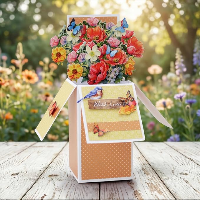Katy Sue Blooming Box Bouquets Pop Up Card Making Kit. Make 8 3D Floral Box Cards. All-in-one Kit: Die-Cut Decoupage, Cardstock, Adhesive Pads, Envelopes & Instructions for Card Making Supplies