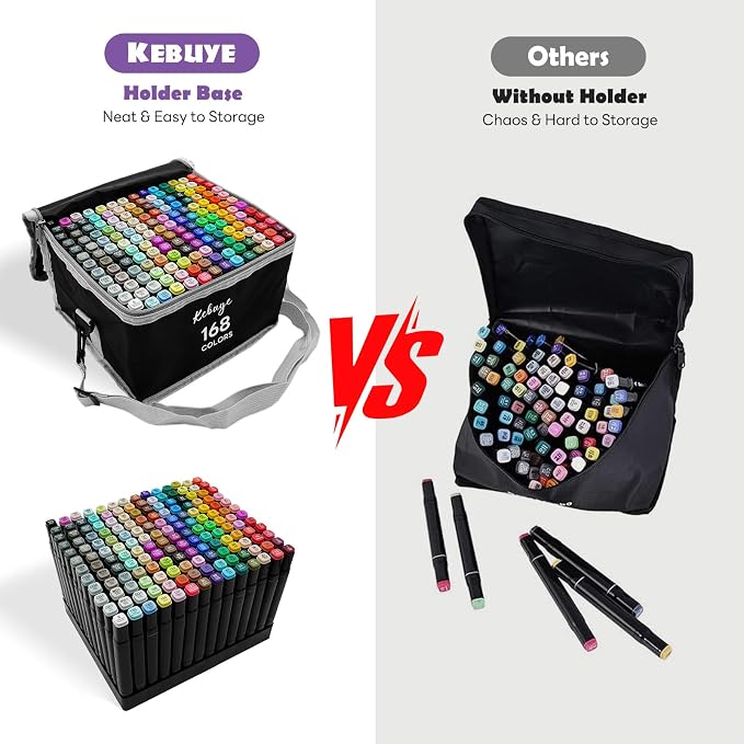 168 Colors Alcohol Markers Set - Professional Drawing Markers for Artist | Marker for Adult Coloring Books Permanent Dual Tip Art Markers with Holder, Coloring Marker for School Sketching Coloring